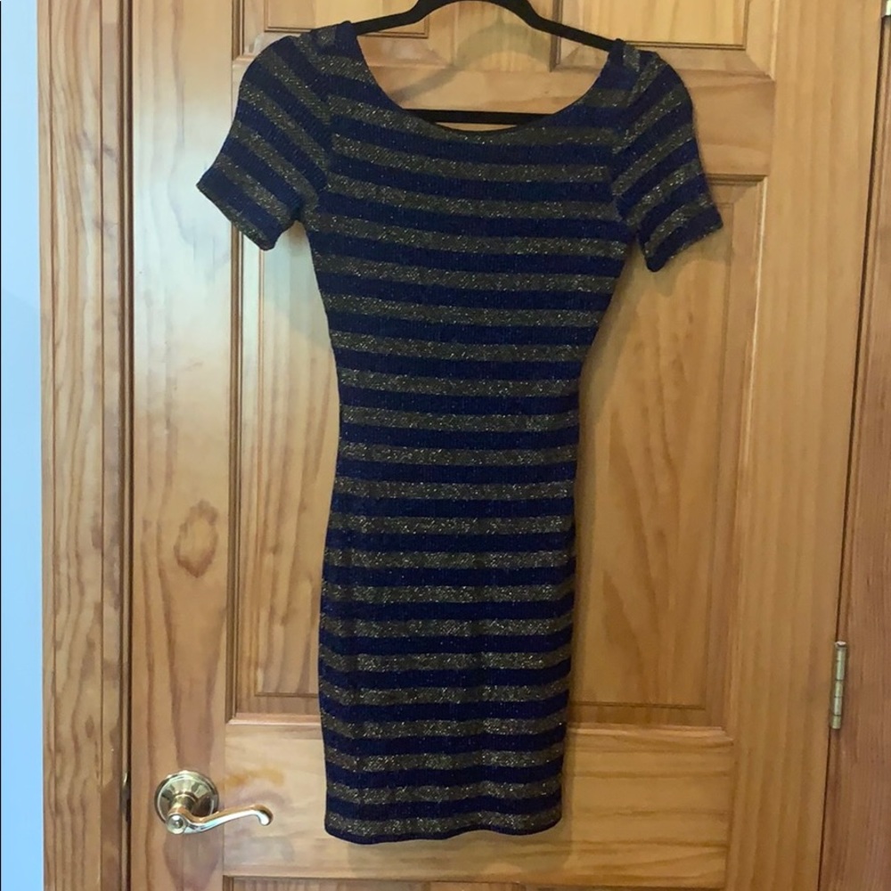 Blue and Gold Metallic Dress